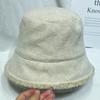 Sombrero de Pescador Simple de Lana de Cordero Estilo Japonés para Niños Otoño e Invierno Hecho Liso Casual Combinable Forrado de vellón Sombrero de Cubeta Pequeño para Rostro Llamativo