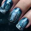 Novos designs de nail art: Unhas postiças europeias e americanas com tema de Natal, brilhantes, elegantes e de comprimento médio, formato quadrado, atacado