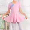 Ropa de Baile para Niños y Niñas, Tutú Dividido de Manga Corta, Ropa de Práctica para Examen de Danza China, Ropa de Presentación, Cuello Redondo