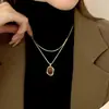 Popular Collar de Cadena para Suéter Dorado en Capas Ámbar para Mujer Otoño/Invierno 2024 Nuevo Lujo Ligero Gama Alta Nicho Cadena de Suéter