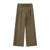 Pantalones de pierna ancha con pliegues, doble bolsillo y caída, cintura elástica en la espalda, tiro alto, corte holgado, adecuados para el uso diario y casual para hombres
