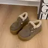 Zapatos Casuales Cálidos de Felpa con Suela Gruesa para Mujer 2026 Nuevo Estilo Invierno Retro Botas de Nieve Casuales Zapatos de Algodón con Piel