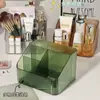 Organizador de cosméticos transparente con compartimentos, caja de almacenamiento de escritorio para artículos de tocador, productos de cuidado de la piel, labiales y otros artículos diversos