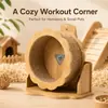 Roda de Corrida Silenciosa para Hamster Urso Dourado Transfronteiriça com Suporte, Brinquedo Decorativo para Alívio do Tédio, Várias Especificações, Roda de Corrida de Bambu