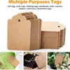Etiqueta de Papel de Embalaje Marrón Etiqueta en Blanco Escribible Mensaje Horneado Regalo Pizarra de Madera Rectangular Colgante de Cuerda de Cáñamo