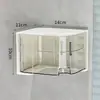 Caixa de armazenamento de canto para banheiro montada na parede, prateleira de canto para cosméticos sem furar a parede, caixa de armazenamento com gaveta transparente à prova de poeira
