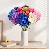 Ramo de flores de seda artificial de hortensia de 3 pétalos, flores de seda artificiales con un toque de alta gama, decoración de sala de estar, producto terminado de arte floral para bodas