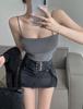 Camisola de Fondo para Chica Caliente Ropa Interior de Mujer Suspbottomer Perezoso de Una Copa Rojo Espalda Hermosa Slim Larga Top Exterior
