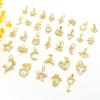 Accesorios de Circonita Micro-incrustada de Oro de 18K Estrella Luna Flor Mariposa Amor Colgante DIY Collar Aretes Colgante Joyería