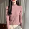 26 Suéter de Tricô Feminino Outono/Inverno com Padrão de Rosas, Gola Meia-Alta, Corte Justo, Versátil Estilo Coreano Suéter Base