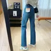 ¡Piernas estilo cómic nativas! Jeans acampanados adelgazantes de cintura alta con elasticidad en cuatro direcciones para mujer, pantalones acampanados ajustados para otoño, talla petite