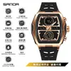 Reloj Estudiante Sanda Deportes al Aire Libre Repetición Doble Pantalla Forma de Barril para Estudiantes de Secundaria y Preparatoria Reloj Electrónico Multifuncional