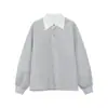 Ropa MTL para Hombre Estilo Coreano Color de Contraste Solapa Polo Simple Holgado Scimitar Pierna Ancha Traje Deportivo Casual