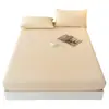 Lençol de Cama Escovado de Algodão Puro Classe A Peça Única Inverno Acolchoado Protetor de Colchão 100% Algodão Conjunto Completo Conjunto de Três Peças