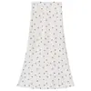 Saia Midi Branca Estilo Doce e Delicado com Laço, Justa ao Corpo para Mulheres, Moda Verão Cintura Alta Emagrecedora Evasê Cauda de Peixe Ins
