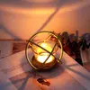 Fabricante Nórdico Criativo Arte em Ferro Dourado Suporte de Vela Perfumada Decoração de Mesa Geométrico Metalizado Ornamento de Suporte de Vela