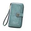 Ventas Directas de Fábrica Nueva Cartera para Mujer Retro Cuero Cera de Aceite Corte Largo Cartera Multifuncional Gran Capacidad Bolsa para Teléfono Móvil