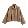 Atacado transfronteiriço 2026 Moda casual fashion europeia e americana jaqueta bomber xadrez com zíper solta para mulheres F612759