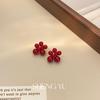 Pendientes de flores geométricas rojas de Ankora, otoño 2024, nuevos pendientes de moda versátiles de diseño simple y de alto valor.