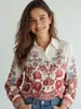 Venda Direta da Fábrica Versátil Macia e Confortável Estilo Europeu e Americano Camisa Estampada com Gola Nova Solta de Manga Longa para Primavera e Outono