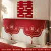 Capa de poeira para cabeceira de celebração de casamento, decoração de quarto de casamento estilo chinês dupla felicidade, itens decorativos para atmosfera de novo lar de casamento