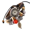 Venta Directa de Fábrica Pulsera Reloj de Cuero Genuino, Pulsera Reloj de Cuero de Vaca Retro, Pulsera Hecha a Mano con Perlas, Pulsera Reloj para Hombres y Mujeres
