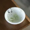 Suporte de Bule de Chá Cerâmico Pintado à Mão com Bambu e Panda das Dinastias Tang e Song, Conjunto de Chá Kung Fu, Acessórios para Cerimônia do Chá Doméstica, Prato Multiuso, Bandeja Redonda para Lanches de Chá
