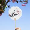 Abanico Redondo Panda de Frutas Estilo Chino con Texto Creativo, Nuevo Abanico Redondo de Papel de Caligrafía y Pintura China para Lugares Escénicos, Fotografía de Viajes y Abanico Tradicional