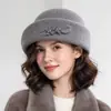 Boina de Lana con Flor de Invierno para Mujer, Nuevo Estilo Retro Cálido, Sombrero de Copa Pequeño, Moda, Temperamento, Gorro de Auxiliar de Vuelo, Gorro de Pintor, Tendencia