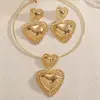 Moda Transfronteriza Europea y Americana Exagerados Pendientes y Collar de Metal con Doble Capa de Corazón Set de Joyería de Lujo Ligero Set de Dos Piezas