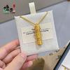 Loja de Ouro Mesmo Estilo Ouro Areia Ponto Dourado Diamante Seis Caracteres Guanyin Coluna Telescópica Pingente Portátil Ouro Buda Colar Pingente para Homens e Mulheres Casais