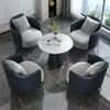 Sofá individual de lujo ligero y juego de mesa de café para ocio, recepción de hotel, reunión en oficina de ventas, silla de recepción de salón de belleza