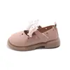 Sapatos de Menina Sapatos de Princesa de Couro Infantil 2025 Novo Primavera Tendência Sapatos de Princesa com Laço de Velcro para Meninas