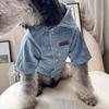 Camisa de Mezclilla de Manga Corta para Perro y Gato Primavera y Verano Estilo Coreano Guapo Ropa para Perros Medianos y Pequeños Teddy Bixia Yorkshire