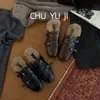 Primer Encuentro Temporada 2026 Otoño Nuevas Pantuflas de Piel con Puntera Brogue Británica Retro para Usar Afuera