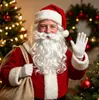 Barba falsa blanca rizada de Santa Claus transfronteriza, para fiestas navideñas y actuaciones, barba larga realista, disfraz de Santa Claus