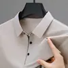 Camisa Polo de Alta Gama para Hombre Verano Seda de Hielo Manga Corta Holgada Secado Rápido Talla Grande Top Camiseta Holgada con Cuello de Solapa para Papá
