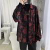 Camisa de hada de celebridad de internet para hombre, holgada, de manga larga, chic, retro, con estampado abstracto, chaqueta camisa, camisa de discoteca de nicho