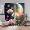 2 Piezas nueva venta directa de fábrica transfronteriza serie flor de mes cortina decoración del hogar impresión digital 3D