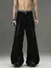 Calça jeans de estilo de rua americano, com zíper, desconstruída, barra desfiada, para homens e mulheres, nova coleção outono 2026, legal e estilosa, modelo largo de caimento solto.