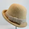 Sombrero de pescador de lana estilo británico para otoño e invierno, de alta calidad, versátil, con lazo retro francés, adelgazante