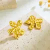 Colar Transfronteiriço de Flores Novo em Aço Titânio Aço Inoxidável Corrente Feminina para Clavícula Joia de Moda de Luxo Leve Dourada