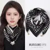 Bufanda de Moda Nueva Versátil Bolita Dorada Pequeña Hebilla Magnética Bufanda de Seda y Algodón de Alta Calidad Bufanda de Seda Multifuncional Doble Cara Calentador de Cuello