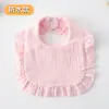 Babeiro de Gaze Cor Pura Estilo K para Bebê, Babeiro Pétala de Bebê, Toalha de Saliva Macia com Babados Impermeáveis de Sete Camadas para Bebê e Pet