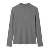 Camiseta Base Térmica de Lana Tencel para Mujer de Corte Ajustado con Cuello Alto, Versátil Top Interior Cálido de Polar con Cuello Semialto Otoño/Invierno, Amigable con la Piel