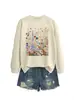 Amazon eBay Estação Independente Moda Temperamento Senhoras Azul Vermelho Amarelo Rosa Floral Inseto Outono Inverno Moletom