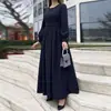 En Stock Nuevo Modelo Comercio Transfronterizo Casual Holgado Color Sólido Cinturón Cremallera Vestido Largo Venta al por Mayor de Fábrica