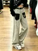 Jeans Rectos de Patchwork con Estampado de Leopardo de Moda para Mujer, Nueva Colección de Otoño, Pantalones Casuales de Cintura Alta de Pierna Ancha