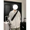 Jaqueta de outono para rua alta estilo universitário com gola alta, top casual moderno para atividades ao ar livre, jaqueta cardigã listrada casual para homens