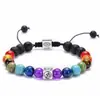 Pulseira Retangular de Liga Metálica Árvore da Vida Transfronteiriça Joia com Pedra Olho de Tigre Pulseira Trançada Fashion Sete Cores Europeia e Americana